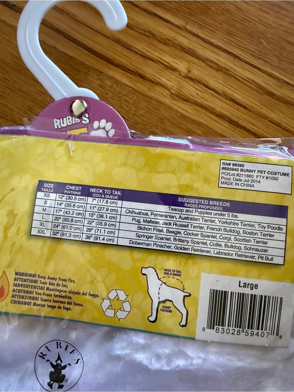 Rubies white pet shop bunny Dog costume New Large - Picture 5 of 6